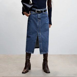 NWT Mango Midi Denim Skirt
